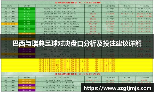 巴西与瑞典足球对决盘口分析及投注建议详解
