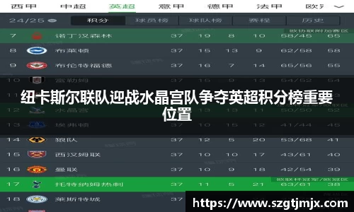 纽卡斯尔联队迎战水晶宫队争夺英超积分榜重要位置
